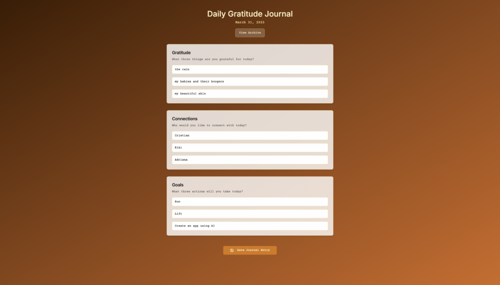 Daily Gratitude Web App